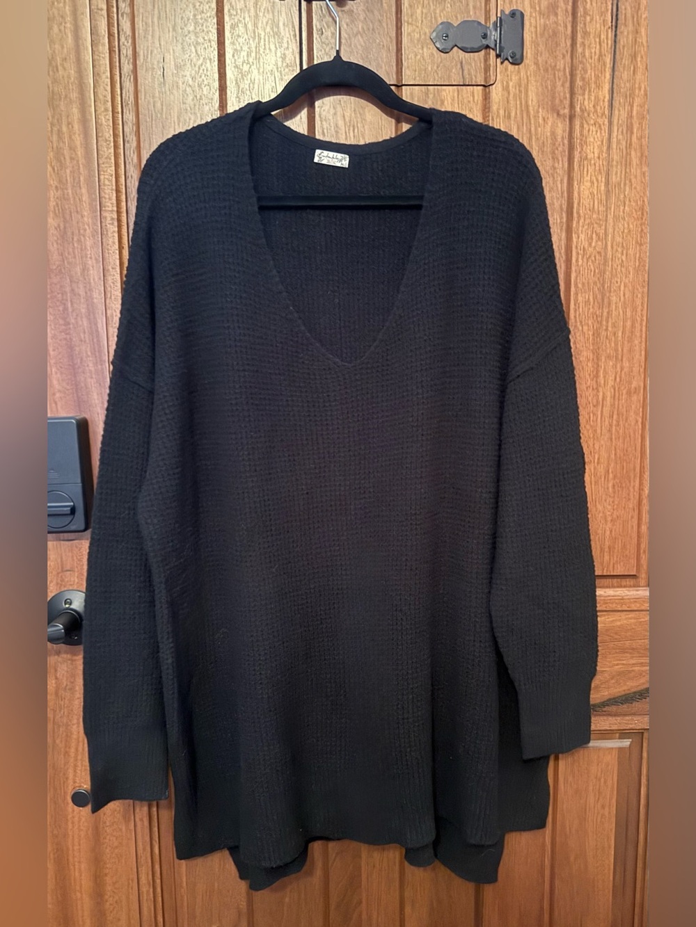 Free People Intimately COZY Oversized V-Neck Waffle Knit Sweater Tunic